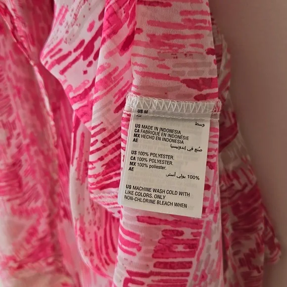 2/$12 Sheer Pink Patterned Women's Top - Picture 4 of 6